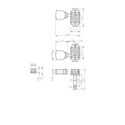 Faber Kluson Keystone Style 3+3 tuners with tulip button and push in bushing